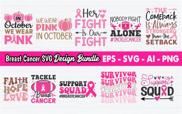 Breast Cancer SVG Design Bundle Vector